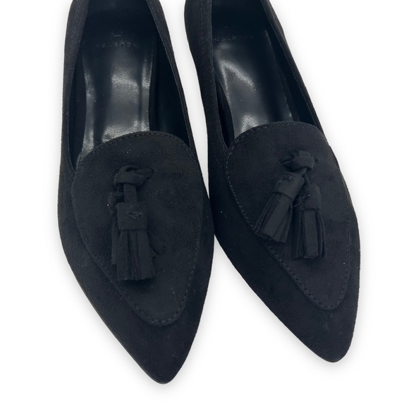 NWT H Halston Dubai Tassel Kitten Heel Pumps in vegan suede Black size 7.5 NEW - Picture 10 of 11